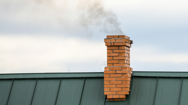 brick chimney smoke coming out