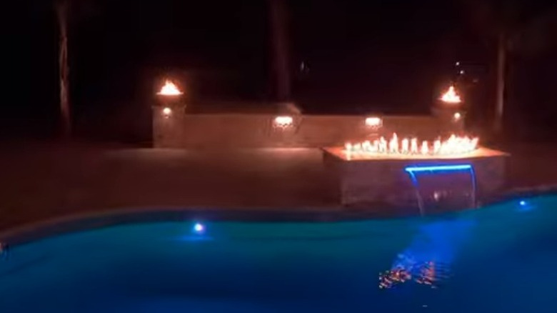 pool area lighting and fire features