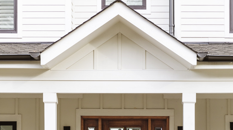 White wood awning for house