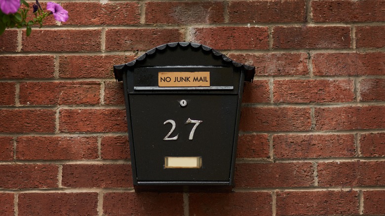 Black wall-mounted mailbox