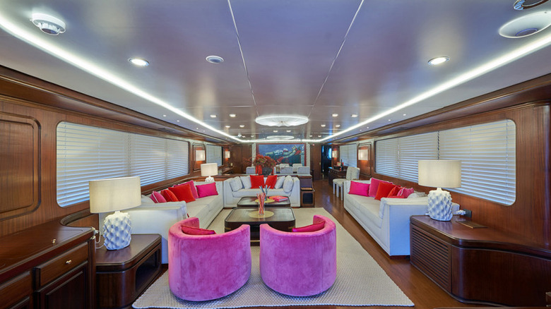 Main living space on yacht