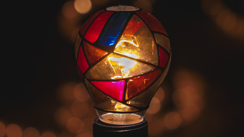 stained glass painted light bulb