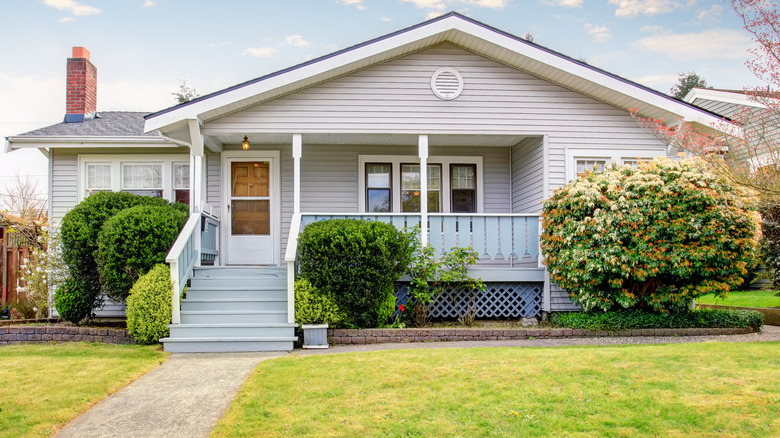 Gray siding house exterior