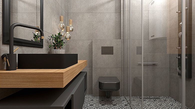 Gray matte finish bathroom