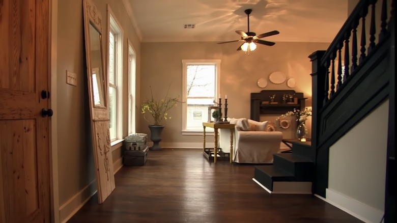 staircase painted black in home