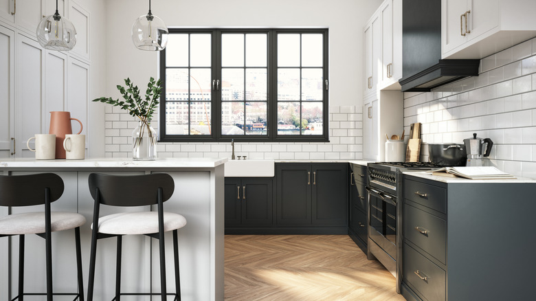 black and white kitchen