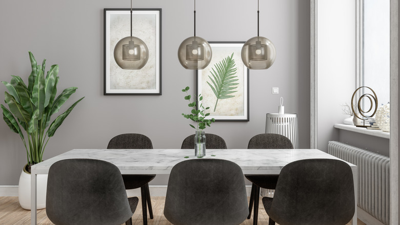 Dining room with gray walls