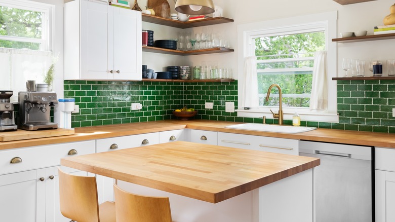 Kitchen with butcher block countertops