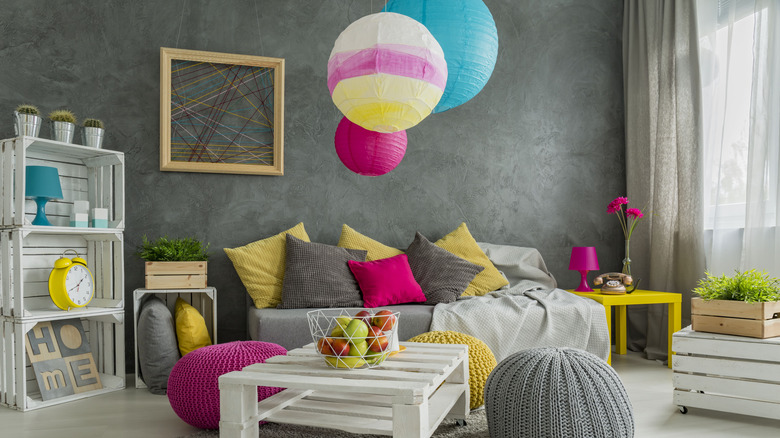 Colorful paper lantern trio