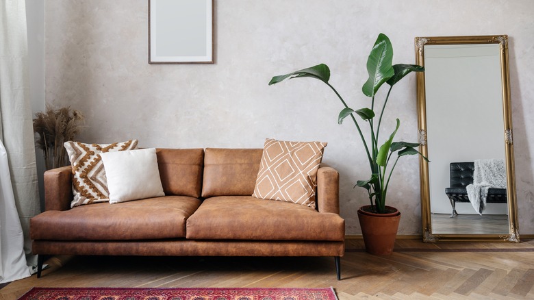 brown leather couch