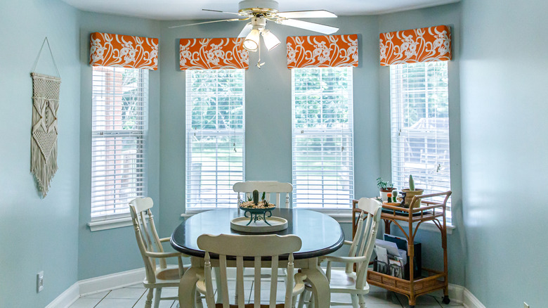 modern valances in dining area