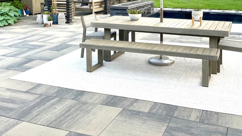 patio dining set on pavers