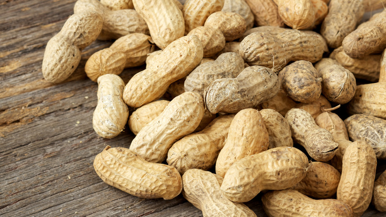 close up peanuts in shells