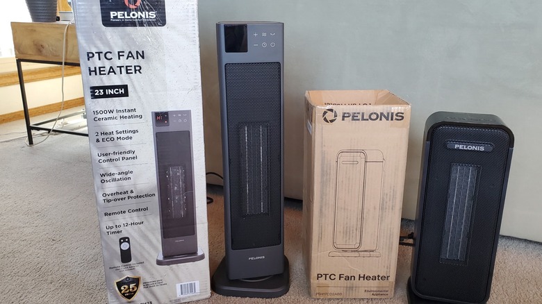 16-inch and 23-inch Pelonis PTC space heaters fresh out of the box