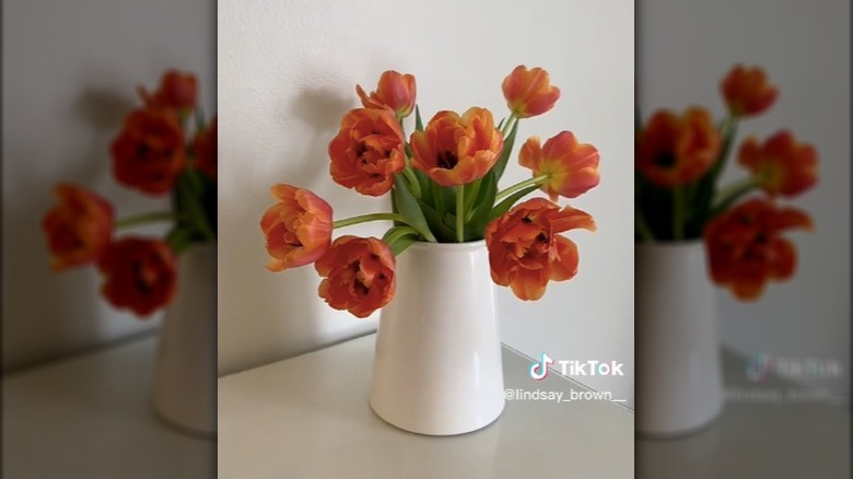 Orange double tulips