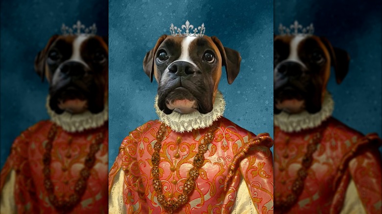 Dog depicted in customized royal portrait