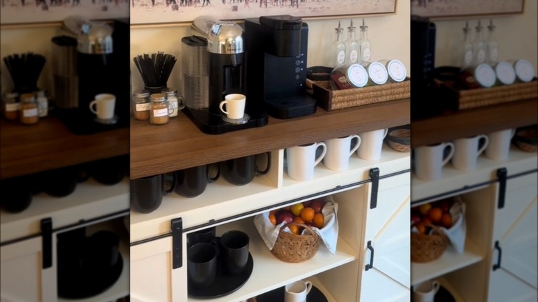 Finished coffee bar with Dollar Tree items