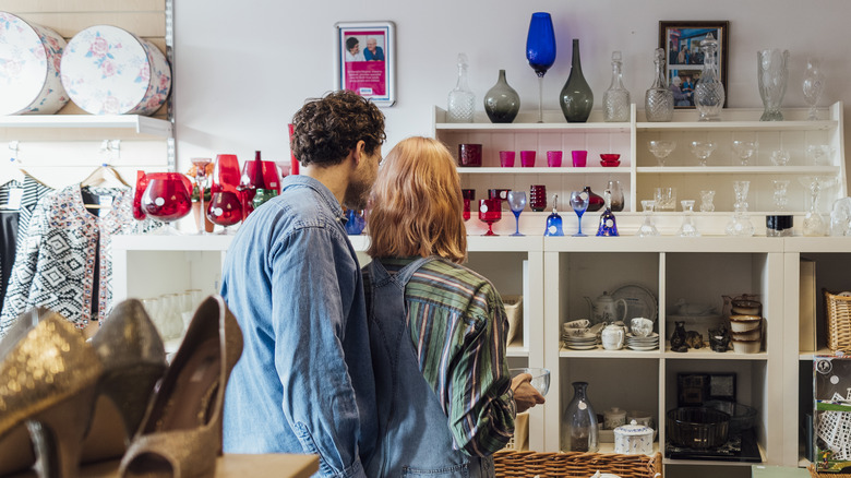 Couple at thrift store