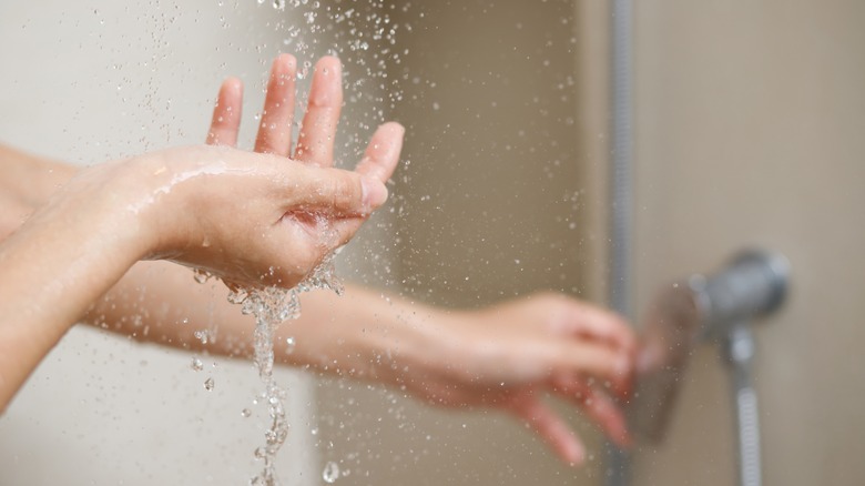 Water droplets in shower