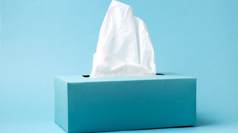 blue box of tissues