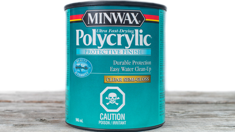 A can of Polycrylic varnish