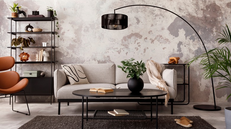 Floor lamp over sofa