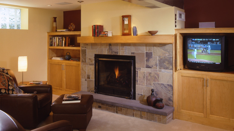 Basement fireplace