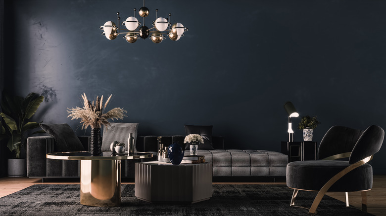 dark glossy living room design