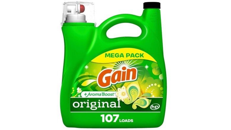 A bottle of Gain Original + Aroma Boost Original Detergent