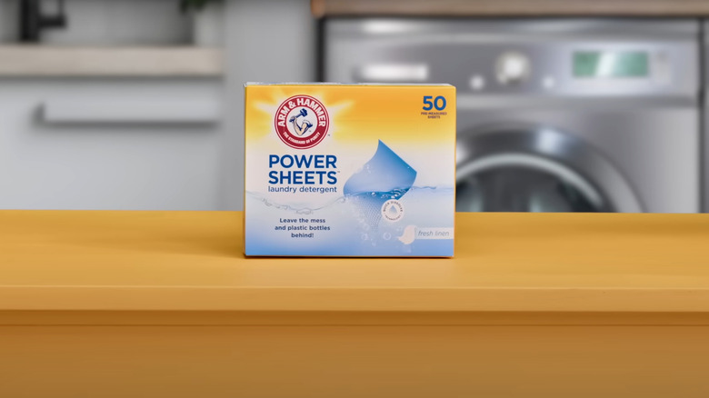 Box of Arm & Hammer Power Sheets Laundry Detergent