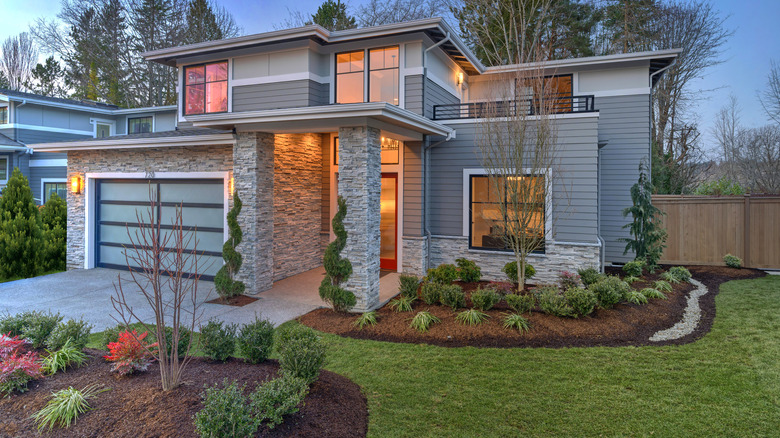 modern home in the evening