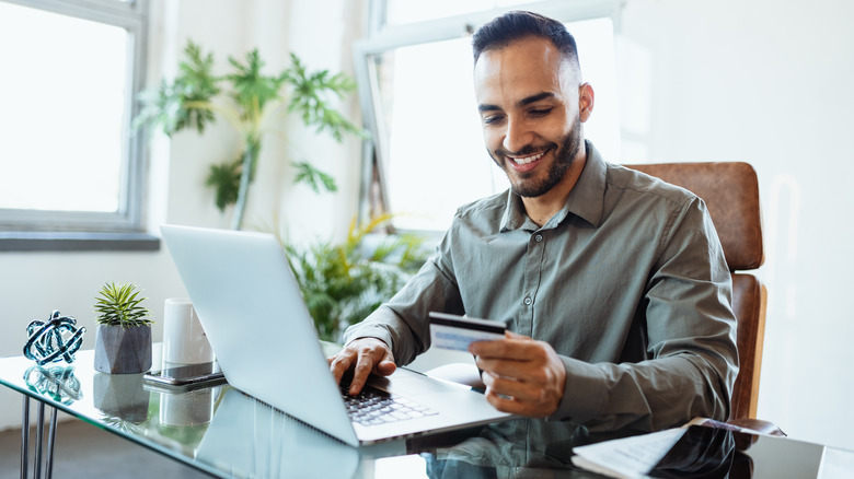 Man buying something online