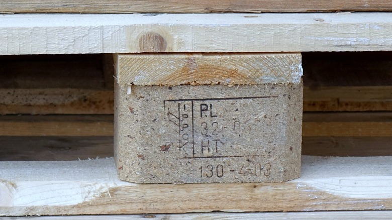 stamped wooden pallet