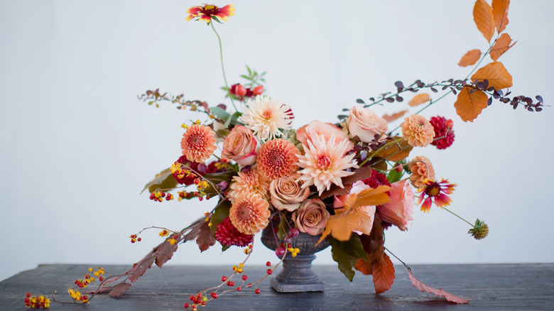 fall flower arrangement pink flowers