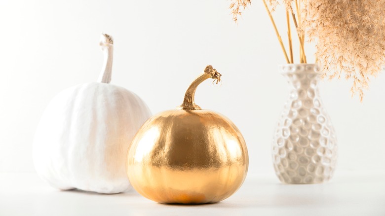 gold and white pumpkins