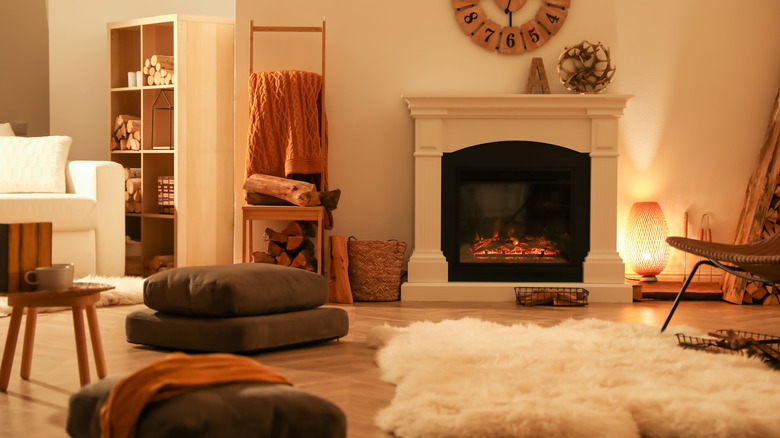 warm living area with fireplace