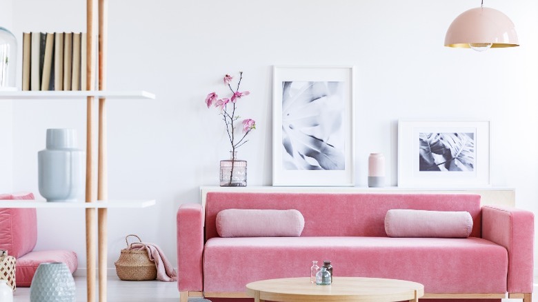 Pink lamp in living room