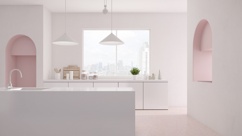 Pink nooks in kitchen