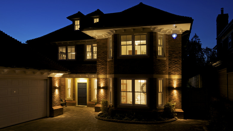 house with exterior lights