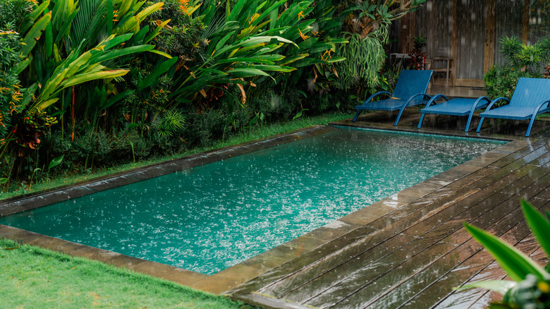 wet pool deck in rain