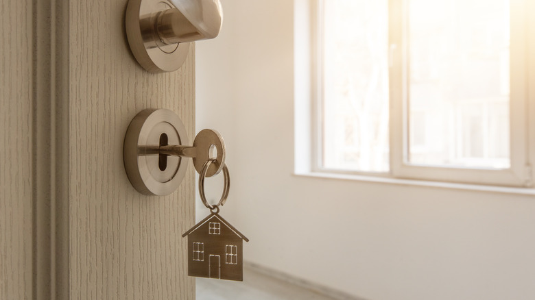 house key in door lock