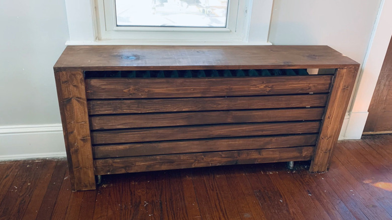 Wooden cover over radiator