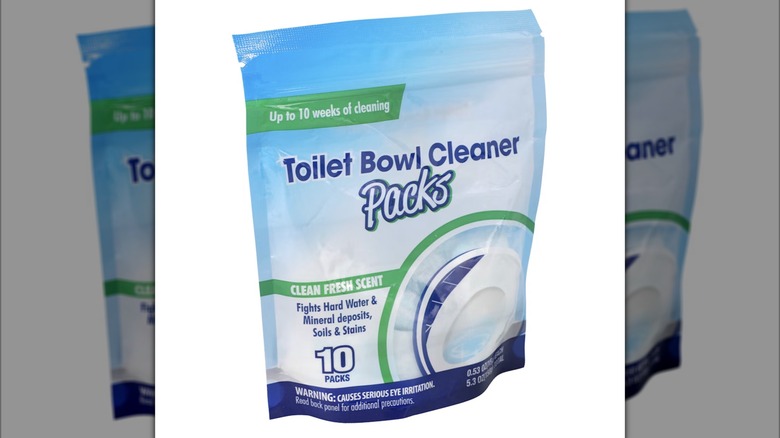 Dollar Tree's top-rated Toilet Bowl Cleaner Packs are shown in a product photo