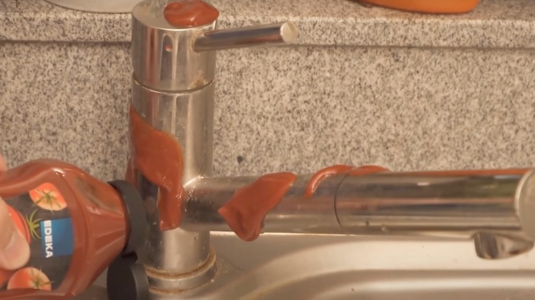 Ketchup on faucet