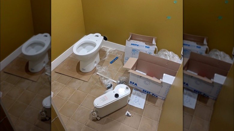 Deconstructed upflush toilet