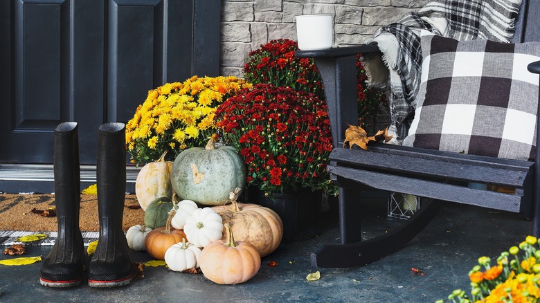 mums on porch