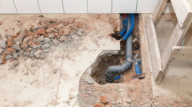 Repairing a broken sewer line