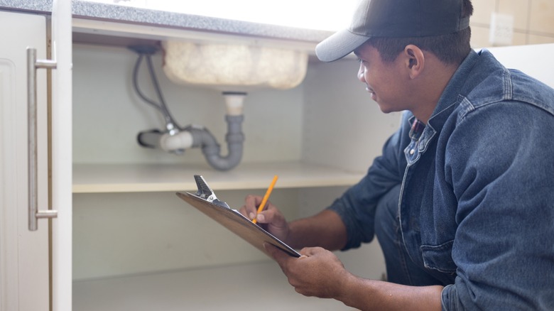 Checking P-trap under sink