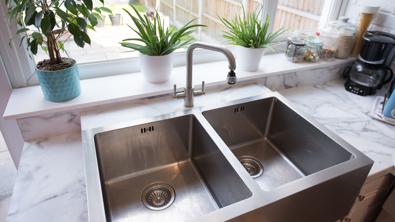 Double sink in kitchen