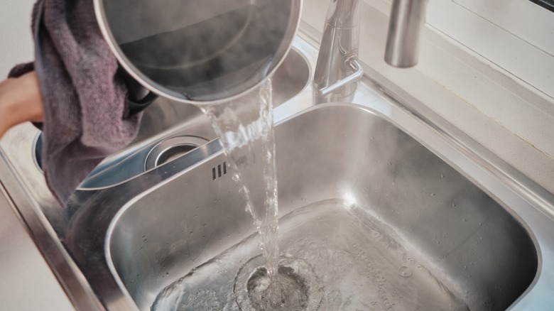 Pouring boiling water